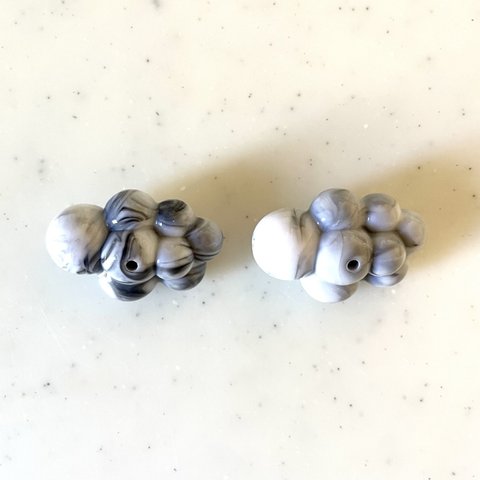 White Grey Marble Cloud Beads 