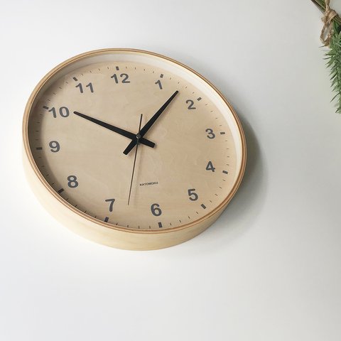 KATOMOKU plywood wall clock 電波時計 km-34LRC