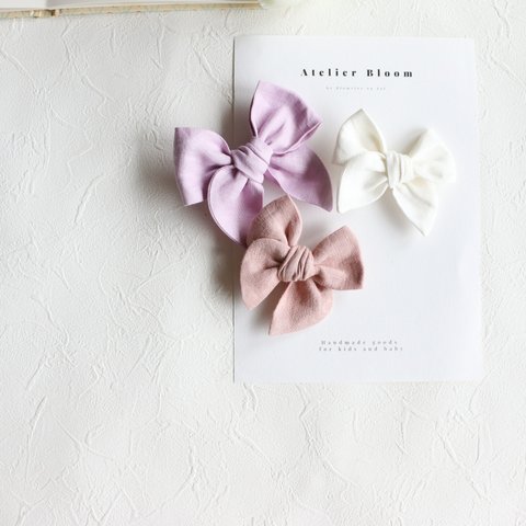 Linen Blomster bow 【Standard size／Petit size／Petit size twin set】