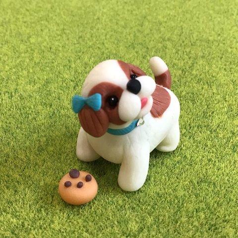 犬 振り向きシーズーちゃん　ミニチュア粘土細工