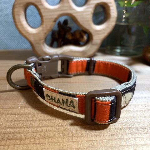 🐾sale🐾30%OFF¥1900→¥1330オレンジ系＊アフリカン柄＊小型犬＊長さ約22-32cm,幅1.5cm,