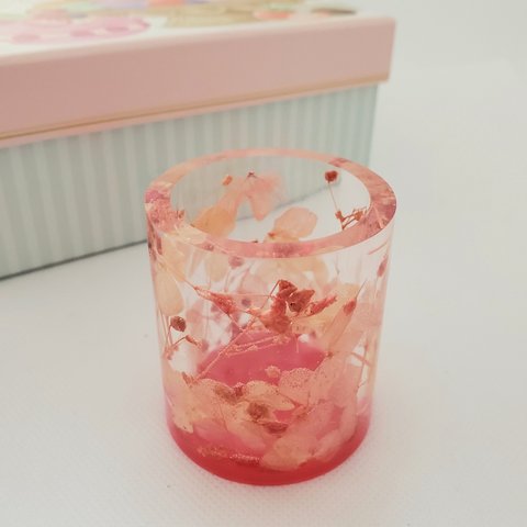 💠レジン・お花の小物入れ・つまようじ入れ💠底パステルピンク(濃いめ)タイプ