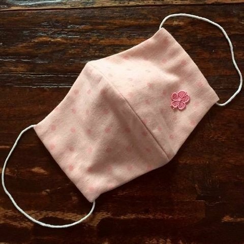 Sサイズ 小さめ ピンクの水玉 立体 布 マスク 桜 2