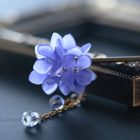 小さな紫陽花の一房簪orヘアクリップ（紫）