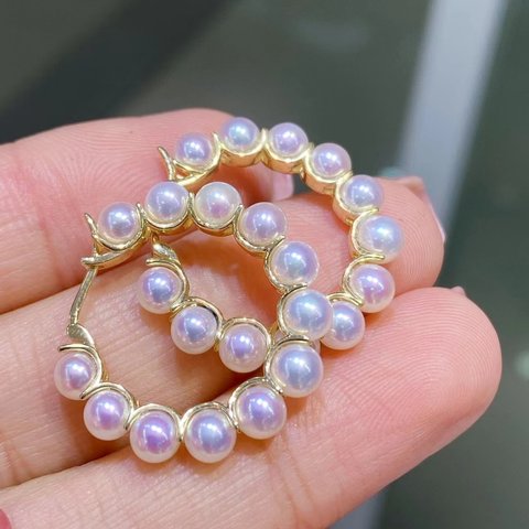 【高級】パール　ピアス3.5-4mm　k18