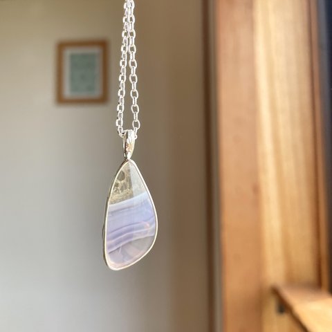 《silver925》stripe ✼ purple chalcedony necklace ❃