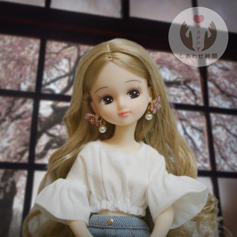 ♡しあわせ時間♡　桜ピアス❀　リカちゃん/アクセサリー/かわいい/大人/人形/ドール/ミニチュア/春/花
