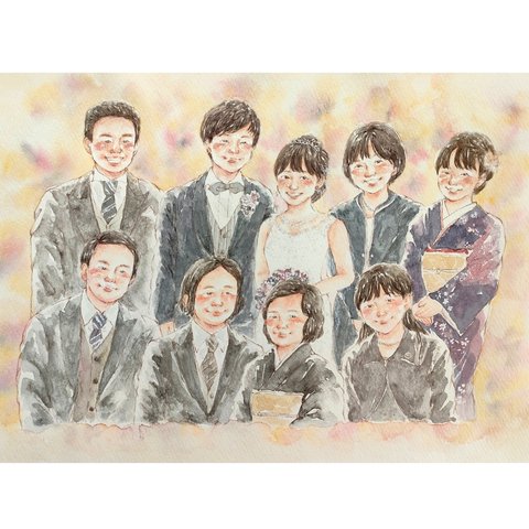 ウェディング 似顔絵 B5 両親贈呈品  ウェルカムスペース イラストオーダー 子育て感謝状 結婚式  結婚祝い ウェルカムボード ナチュラル 記念日 ギフト 似顔絵オーダー 水彩 