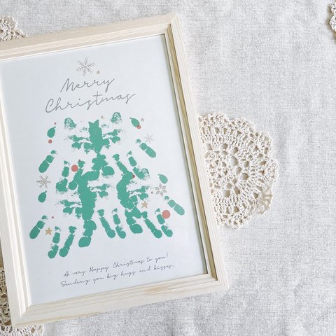 【 10枚セット 】クリスマスツリー　手形アートポスター　10枚セット