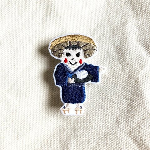 刺繍ブローチ 「豆腐小僧」