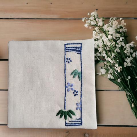 和柄 の 夏 刺繍コースター 竹と青花の短冊