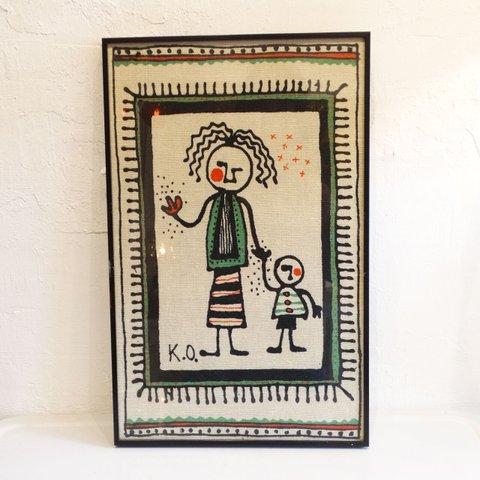 「大槻圭子」ethnic parent and child dyed painting （green）