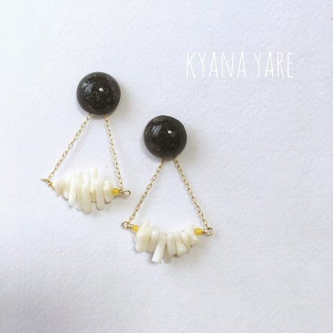 mermaidサンゴ×アクリルビーズ ピアス①