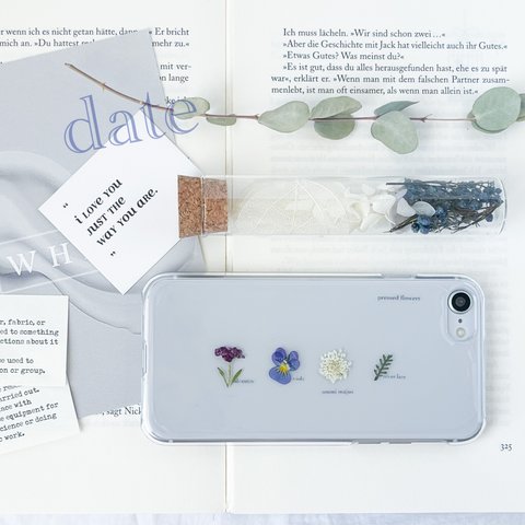 note viola re 植物標本 のような 押し花 スマホケース iPhone *。 date