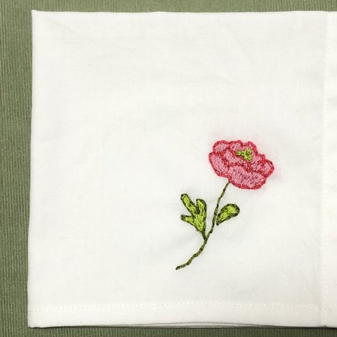 木綿の刺繍ハンカチ☆一輪の花
