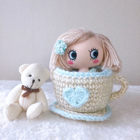 ⭐️イーマリーちゃん用ティーカップ　コーヒーカップ　あみぐるみ　ブルー