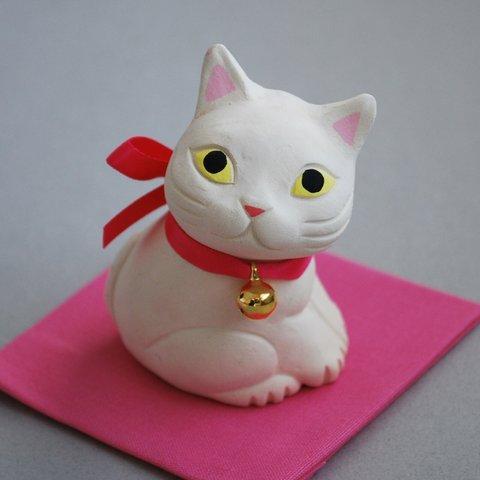 振りむき猫(白猫)【受注制作】ご注文前には必ずメッセージで納期をお確かめください