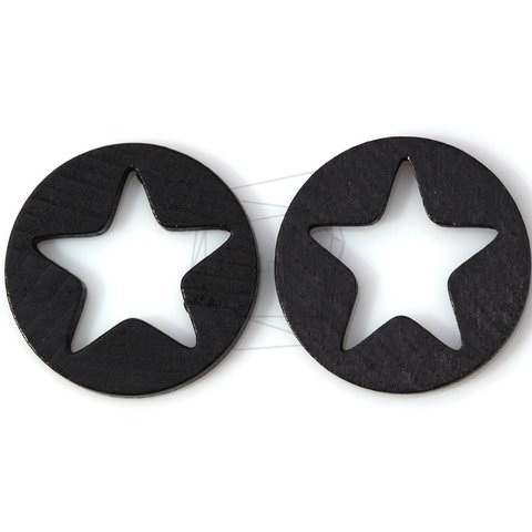 BSC-116-G【4個入り】スターサークルウッドビーズ,Star in circle Wooden Beads 