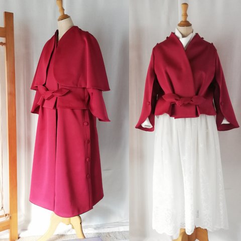 🌹赤いバラのジャケットコート　ユニバーサルデザイン