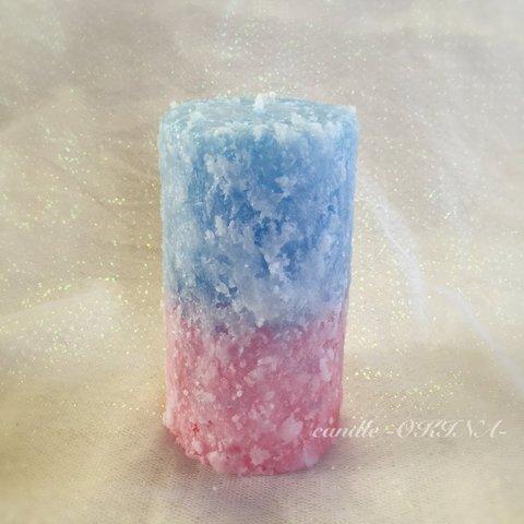 《雪が舞ってるようなキャンドル☆》Snow tall candle -Blue*Pink-