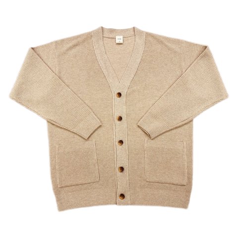 洗えるカシミヤ 畦編みカーディガン size3 (beige)