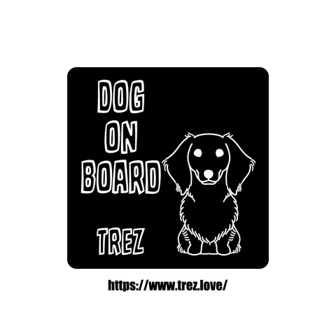 全8色 名前入り DOG ON BOARD ロング ダックスフンド ラインアート ステッカー