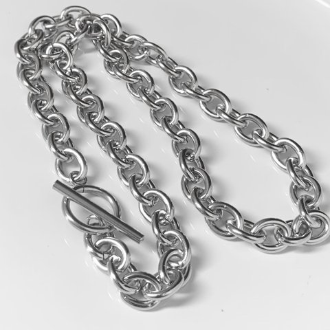 【eve】chain necklace 　チェーンマンテルネックレス 　シルバー　丸型　ステンレス　8mm