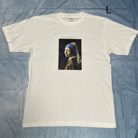 フェルメール 真珠の耳飾りの少女　綿TシャツLサイズ白　SMLも有り