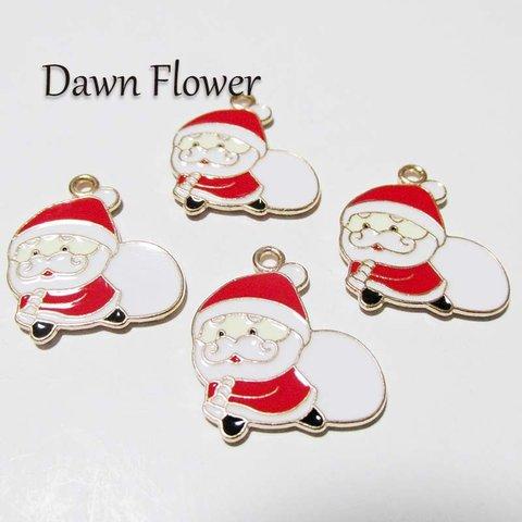 【D-1036】5pcs　サンタクロース　24×20mm　レッド　チャーム　ハンドメイドパーツ