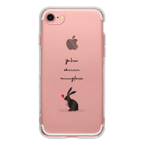 Rabbit with heart 15 14 13 12 SE 8 7 iPhone ケース