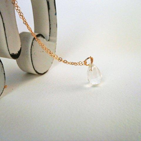 送料無料14kgf*Rose Quarz drop necklace