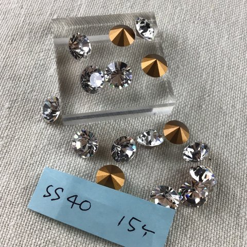 Swarovski チャトン　SS40、15個〜クリスタル　ゴールドバック