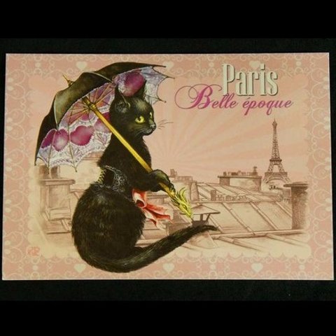 【 セブリーヌ ☆ ポストカード ２枚セット 】 Paris Belle epoque ベルエポック 猫 ネコ キャット はがき Chats enchantes 94058PC