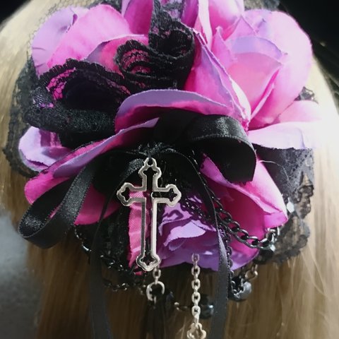 【sale50%off】薔薇クロス†ヘアクリップ