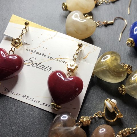 A life full of love.(Red Marble)〈ピアス/イヤリング〉