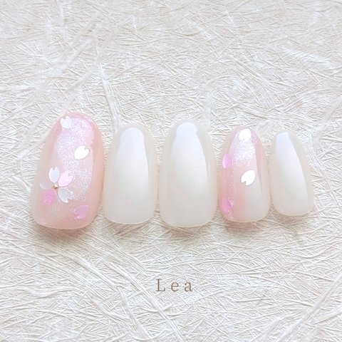 桜ネイル シンプルサクラ 春ネイル