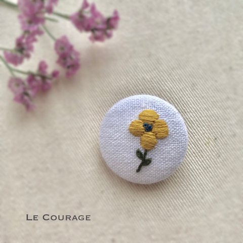 【mini】黄色のお花刺繍ブローチ