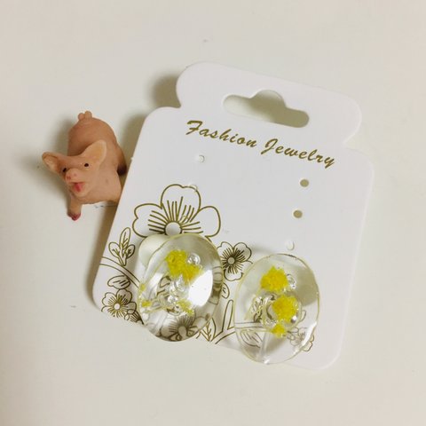 yellow  flower earrings 