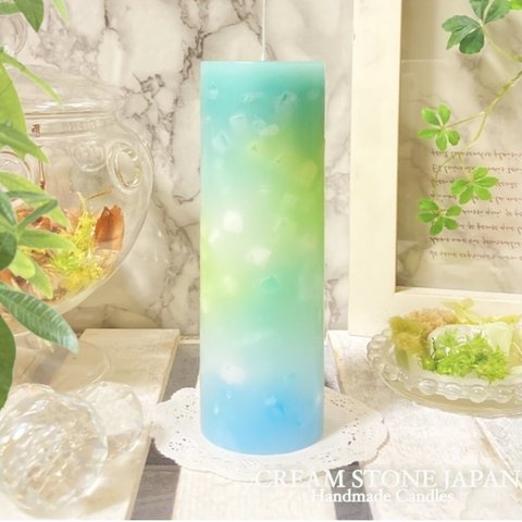 Φ5.1cm×H15cm ペタルキャンドル (ターコイズ) № 000669 /Gradation Candle