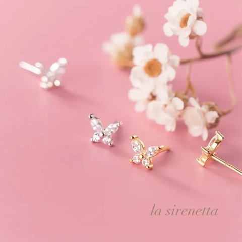 受注製作 ピアス ＊ mini crystal butterfly pierce