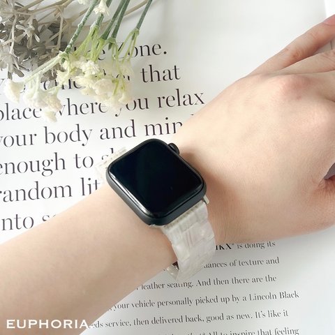 【  送料無料 】 透明感 のある 可愛さ ! 調整金具付 Apple Watch 交換ベルト 38 40 41 42 44 45 mm クリア ベルト幅 20mm 22mm