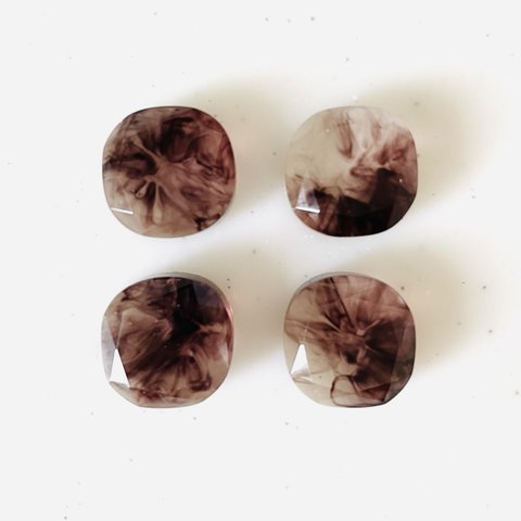 Clear Brown Marble Faceted Square Cabochons