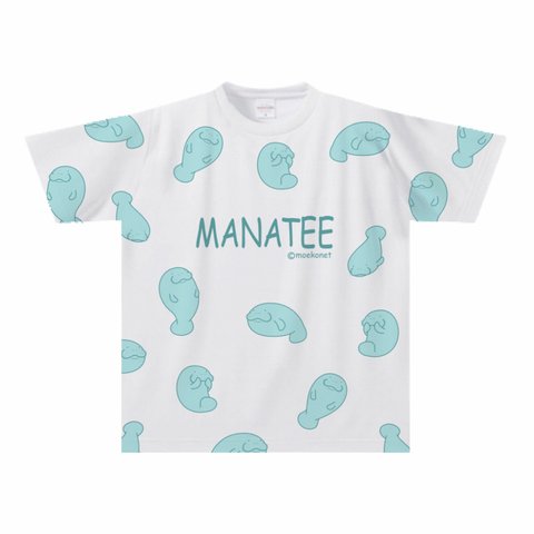 マナティ柄Tシャツ(大人〜子供サイズ)【全面プリント】