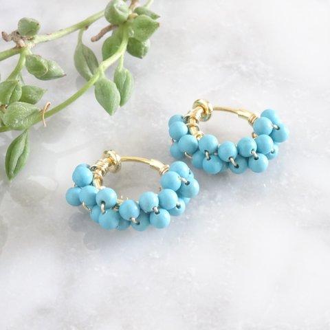 Turquoise wrapped earring / pierced earring フープピアス