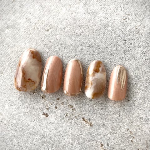 ネイルチップ　ヌーディ✖️大理石ニュアンスネイル💅✨