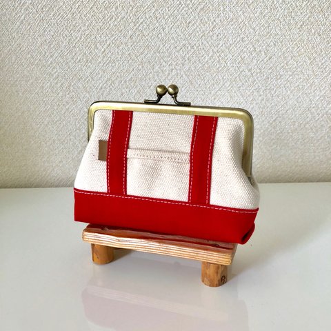 【トートバッグ風】 がま口財布 (レッド)赤 