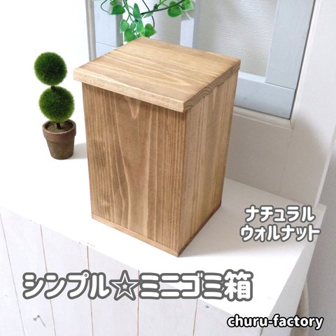 シンプル☆無垢材のミニゴミ箱～ナチュラルウォルナット～カラー変更可（8色）