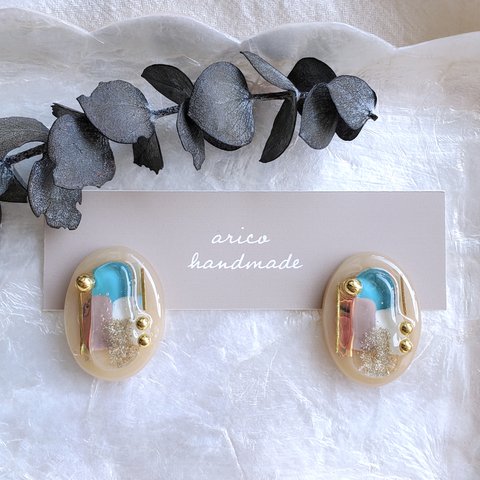 【再販】art design pierce/earrings / レジン / ニュアンス / 個性的 