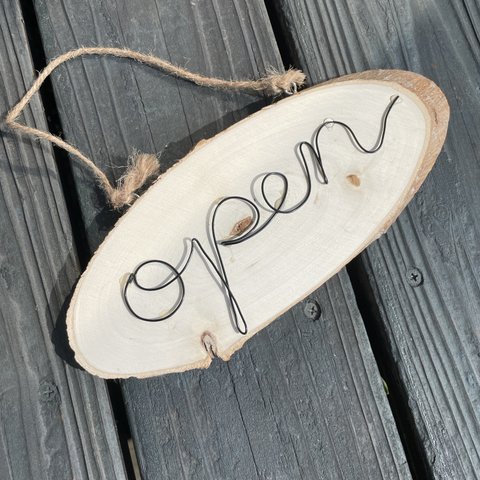 open＆close お店木製サインプレート　ワイヤーアート　シンプル　インテリア　オープン＆クローズ