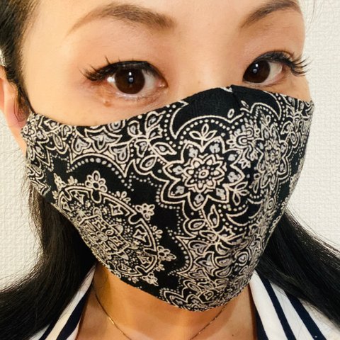 再販　２重マスク　おしゃれマスク　バンダナ柄　大きめ　布マスク　フィルターポケット　立体マスク　メンズ　送料無料